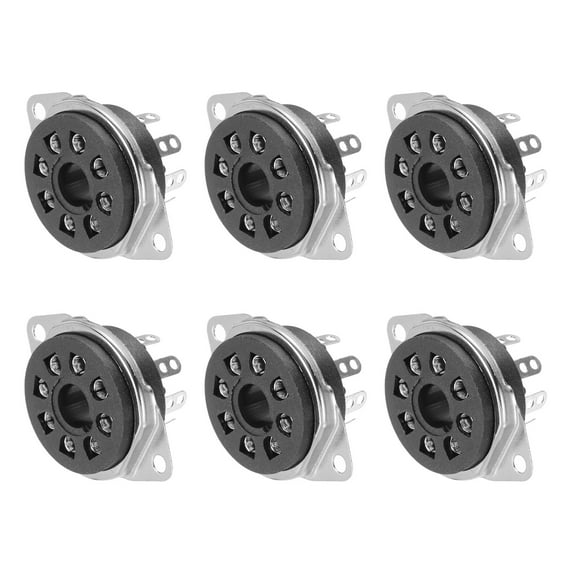Uxcell 6Pcs 8 Pin Tube Socket Bakelite Tube Socket,Vacuum Tube Protect Tube Pin Socket Black