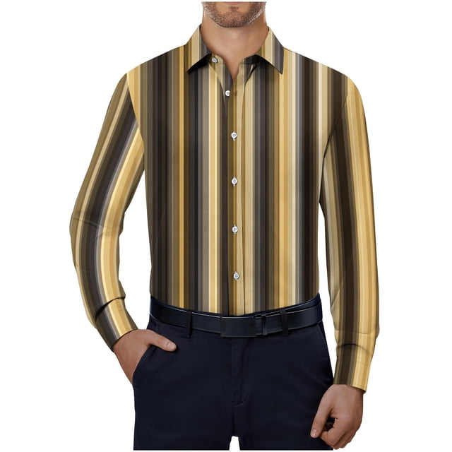 RXIRUCGD Chemise à Manches Longues Ajustée à Rayures Imprimées pour Homme, Multicolore, Taille : TG