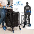 thumbnail image 3 of SereneLife Large Folding Utility Shopping Cart with Removable Liner – Heavy Duty, 360° Swivel Wheels, 70 lb Capacity, Portable for Groceries, Laundry, Luggage, and More(Blue), 3 of 3