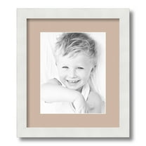 ArtToFrames 12x14 Matted Picture Frame with 8x10 Single Mat Photo Opening Framed in 1.25 Satin White Frame and 2 Grey Beige Mat (FWM-3966-12x14)