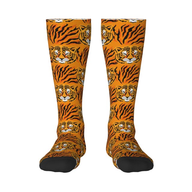 Fotbe Tiger Calcetas Divertidas Estampadas para Hombre y Mujer, Calcetas de Algodón hasta la Rodilla para Caminar, Correr, Enfermería y Embarazo