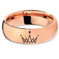thumbnail image 2 of Tungsten Crown Royalty King Queen Diamond Circle Band Ring 7mm Men Women Comfort Fit 18k Rose Gold Dome Polished, 2 of 4