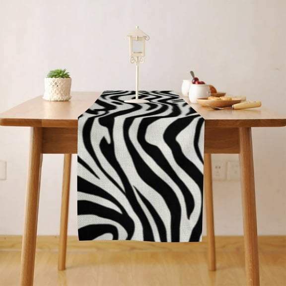 Zebra Pattern (2) Table Runner, Seasonal Fall Winter Kitchen Dining Table Decoration for Home Party Decor 13 x 72 Inch