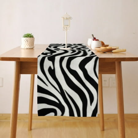 

Zebra Pattern (2) Table Runner Seasonal Fall Winter Kitchen Dining Table Decoration for Home Party Decor 13 x 48 Inch