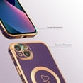 thumbnail image 3 of Magnetic Case for iPhone 14 Case 6.1 inch [Compatible with MagSafe] Cute Plating Love Hearts Pattern Case with Camera Protection,Soft Shockproof TPU Bumper Cover for Women Girls,Dark Violet, 3 of 12