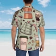 thumbnail image 4 of Qekee Coffee Makers Macaroons Chocolate Print Men's Short Sleeve Hawaiian Shirt, Classic Button-Down Beach Shirt, Casual Summer Shirt with Chest Pocket,Medium, 4 of 7