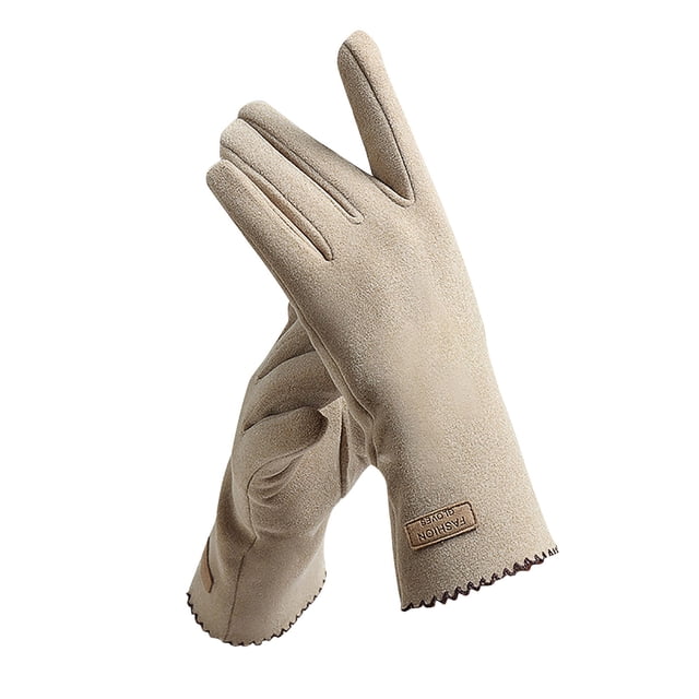 Solid Color German Leather Label Gloves With T-ouch Screen for Index Finger