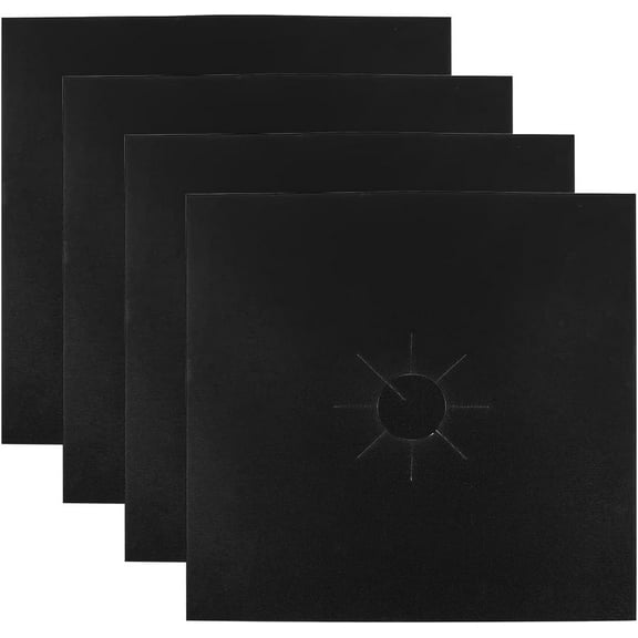 4 Pack Gas Stove Top Cover Protectors,Reusable Stove Burner Covers,Durable Stove Top Protectors,Thick Stove Burner Liner Cover,Heat-Resistant Non-Stick Easy to Clean (Black)