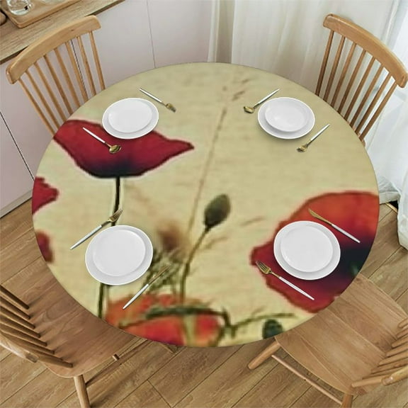 Sheronv Flowers Round Tablecloth 100% Polyester Table Cover Stain-Resistant Washable for Indoor Outdoor Dining Weddings Parties 46"-50