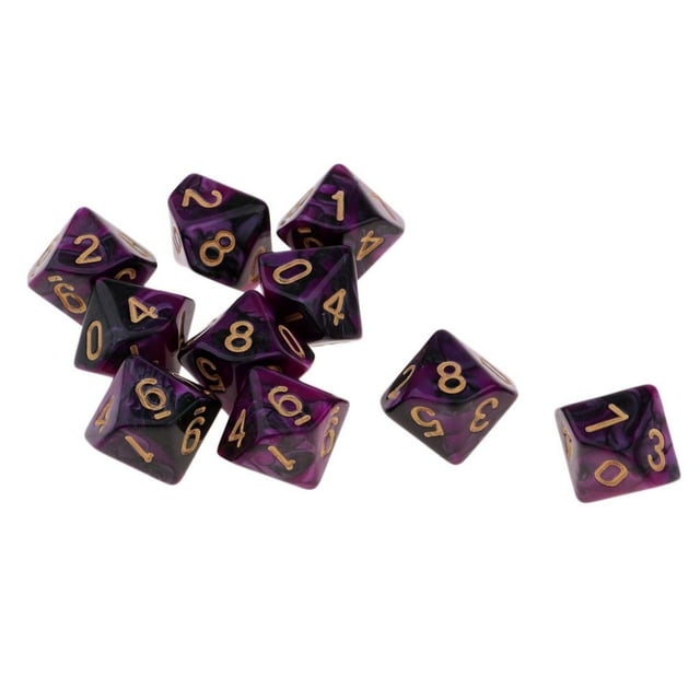 KLKCMS 10pcs D10 POLYHEDRAL - 16mm Dice Set -Double Colors - 10 Sided Dice +Black Option 8