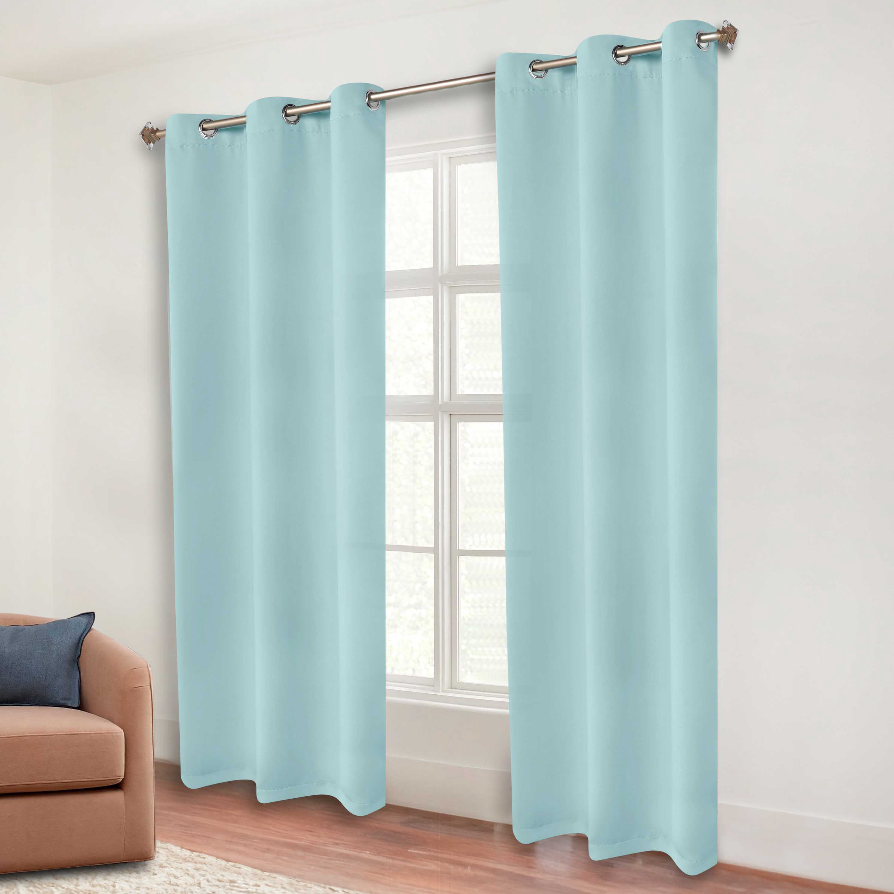 Superior Blackout Solid Light Filtering Grommet Curtain Panel Set, 46" x 84", Green Lily