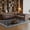 Brown, variant on Chalantevo 99" Chesterfield L-Shaped Sectional Sofa, Tufted Faux Leather with Nailhead Trim & Rolled Arms, for Living Room, Apartment, Office, Black