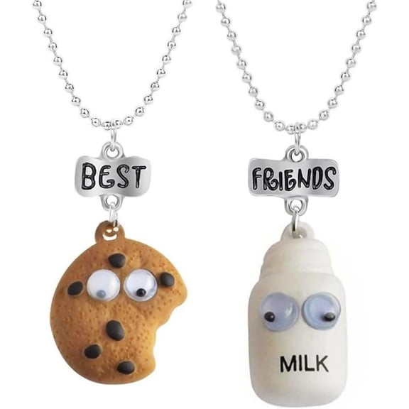 Zephyriana Best Friend Friendship Necklace for Women Men Cute Milk Cookie Pendant Necklace BFF Necklace for 2 Birthday Gift Jewelry