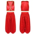 thumbnail image 6 of Aislor Kids Boys Arabian Prince Street Rats Costume Silky Waistcoat with Harem Dance Pants Red 16, 6 of 7