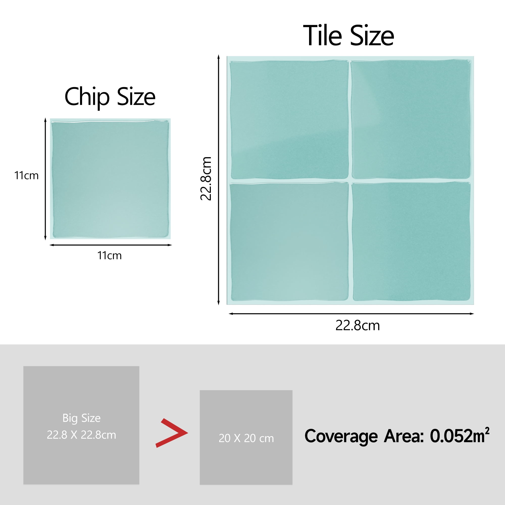 VANCORE Peel and Stick Backsplash Tiles - 10 Pack Square Decorative Wall Decals, Blue , 9”x9”