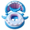 thumbnail image 2 of CQHVKQ 31" Inflatable Baby Pool Float with Detachable Canopy, Shark Shaped Baby Swimming Ring with Handles, Toddler Inflatable Swimming Float with Safety Seat, Infant Pool Float 0-3 Years, Blue, 2 of 9
