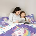 thumbnail image 4 of Castle Fairy Cartoon Rainbow Unicorn Twin Bedding Sets 7-Piece for Preppy Child Girls,Kawaii Animal Bedding Comforter Set Microfiber,Starry Sky Breathable Sheet Sets,Microfiber Bedroom Decor, 4 of 8