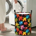 thumbnail image 5 of Fotbe Rainbow Colorful Maple Leaves Pattern Laundry Basket with Handles, Waterproof Large Laundry Hamper, Wash Bag for Corner Dorm, Rolling Laundry Basket with Handles-Medium, 5 of 6