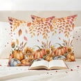 thumbnail image 3 of Orange Blue Pumpkins Fall Outdoor Waterproof Pillow Covers, Maple Leaf Sunflower Thanksgiving Decorative Square Throw Pillowcase Sofa Cushion Sham for Patio/Couch/Chair, 26"x26" 2 Pack, 3 of 8