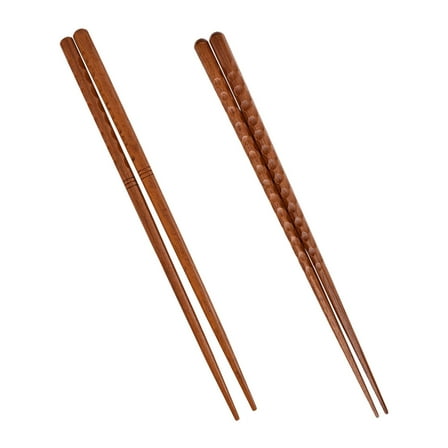 OUNONA Brown Wooden Chopsticks for Kitchen Use Plastic Sturdy Design Perfect for Sushi and Noodle Dishes 2 Pairs