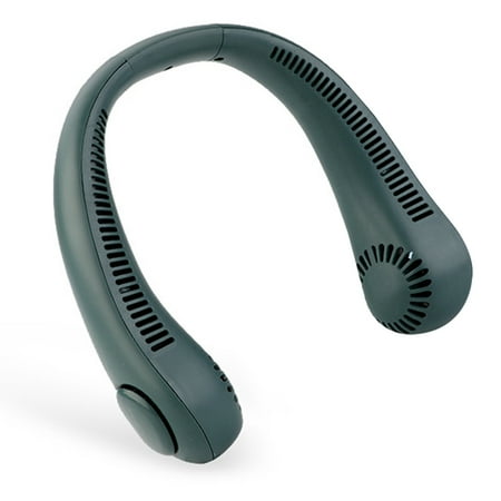 

Portable Neck Fan Hands Free Bladeless Fan Battery Operated Wearable Personal Fan Leafless Rechargeable Headphone Design USB Powered Desk Fan green