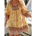 thumbnail image 3 of ZANZEA Womens Dresses 3/4 Sleeve V-Neck Printing Above Knee Length Dress, 3 of 5