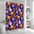 thumbnail image 5 of Polyester Fabric Halloween Shower Curtain, Purple Orange Ghost Candy Stars Pumpkin Waterproof Bathtub Curtain Bathroom Decor Set with Hooks 36 x 78 Inches, 5 of 6