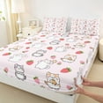 thumbnail image 3 of Castle Fairy Cartoon Cats Animal Twin Sheet Sets 3pcs for Kids Children,Kawaii Pets Twin Fitted Sheet Microfiber,Red Pink Strawberry Breathable Flat Sheet,Lightweight Room Decor, 3 of 7