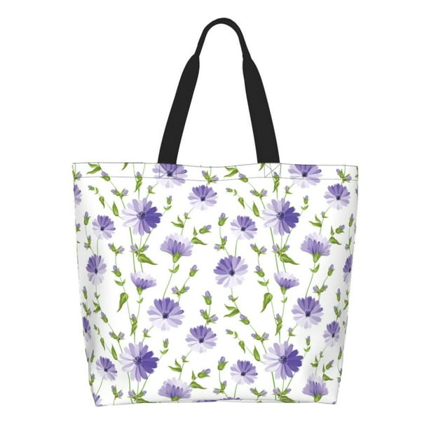 Balery Purple Chicory Bolsa Tote Estilo Estético con Cremalleras, Bolsa de Hombro, Bolsa de Compras Grande y Plegable