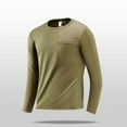 thumbnail image 4 of Zylanna Men's Long Sleeve T-Shirts, Solid Color Crew Neck Activewear Stretchy Casual Tops for Sport Army Green, 4 of 7