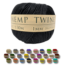 Hemptopia Black Hemp Twine Ball, 1 mm, 430ft, for Arts & Crafts, 1 Piece