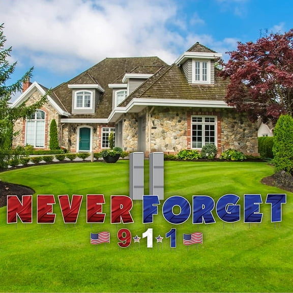 Never Forget September 11th Remembrance Lawn Decoration Set, September 11th Outdoor Yard Decor, 20 pcs, Includes Stakes, 19428
