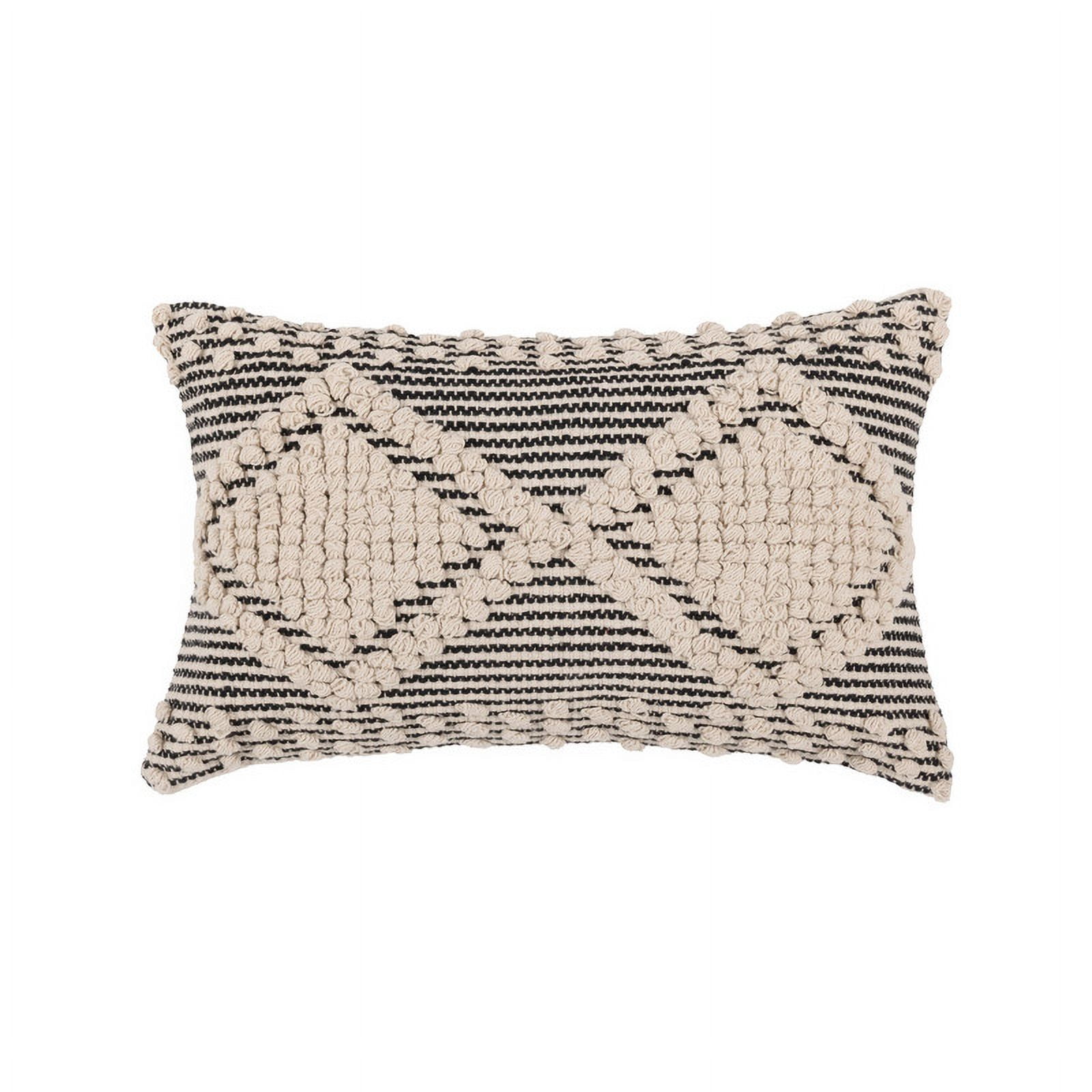 · REDEARTH · Boho Textured Throw Pillow Cushion Covers- Lumbar Woven Tufted Decorative Farmhouse Cases Set for Couch, Sofa, Bed, Chair, Dining, Patio, Outdoor; 100% Cotton (12"x20", Gray) Pack of 2