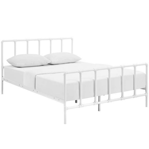 Dower Queen Stainless Steel Bed White