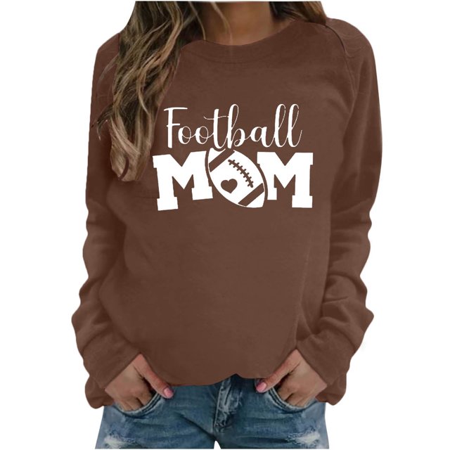 Pisexur Chandails en Molleton pour Femmes Imprimé Graphique Lettre Chandails en Molleton de Football pour Femmes Chandails en Molleton d'Automne Décontractés Col Rond Chandails en Molleton Manches Longues pour Femmes Blouses Coupe Ample Pull Tops