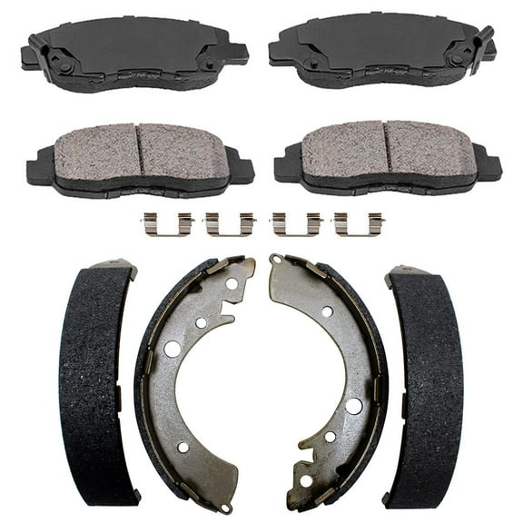 Detroit Axle - 4pc Brake Kit for 1996-2005 Honda Civic, 2 Front Ceramic Brake Pads 2 Rear Semi-metallic Brake Shoes 1997 1998 1999 2000 2001 2002 2003 2004 Replacement