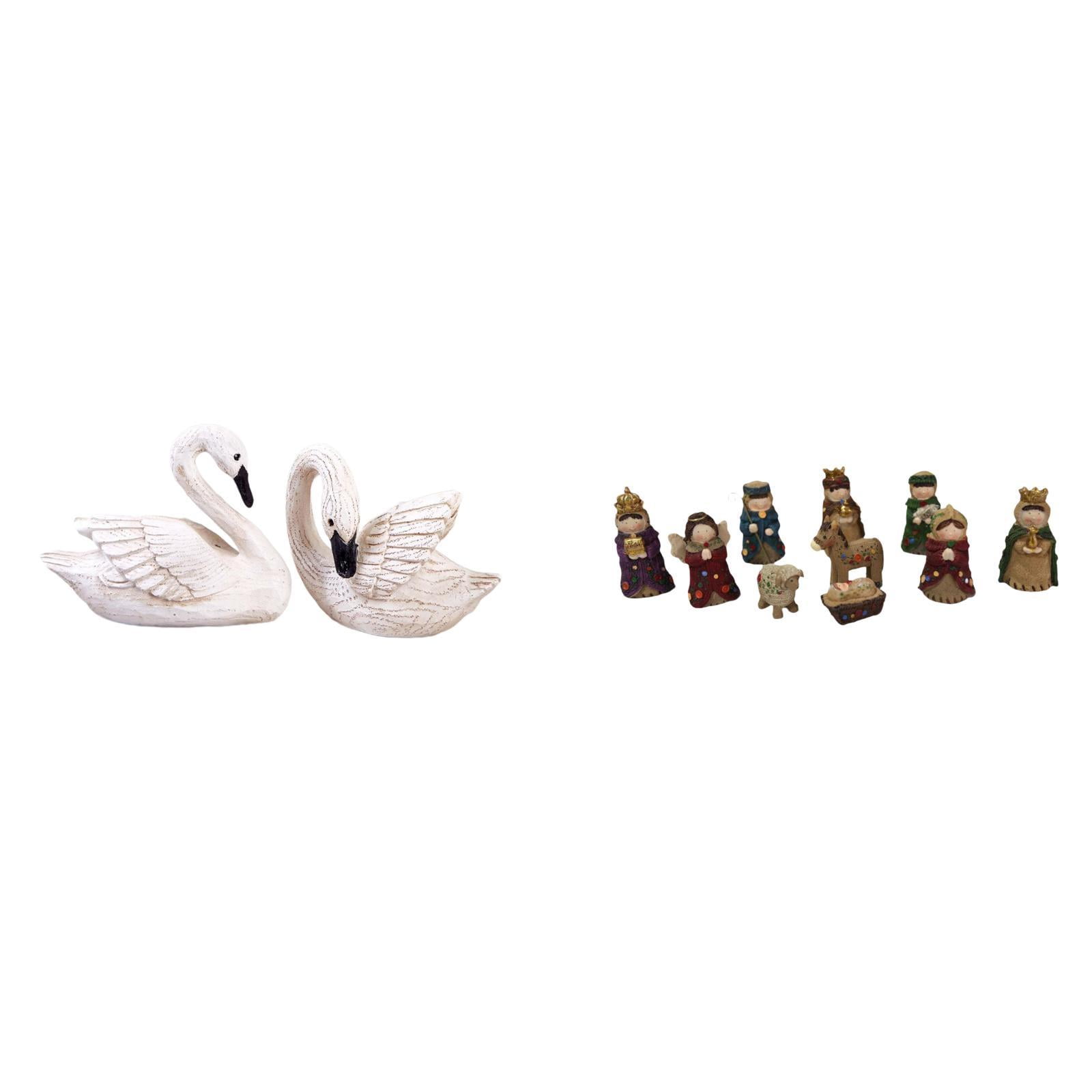 Esquirla Swan Resin Statue Nativity Table Centerpieces Figurines Collectible Ornament Artistic Sculpture For Creating Holiday Display Suitable for Gift Giving