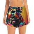 thumbnail image 2 of Picia Retro Bulldog Sunglasses Pattern Women's 2 in 1 Athletic Running Shorts High Waisted Workout Casual Gym Sweat Shorts with Comfy Liner Zipper Pockets-Large, 2 of 9