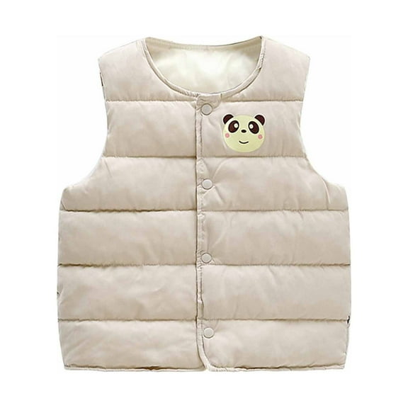 OGLCCG Toddler Baby V Neck Puffer Vest Quilted Fall Winter Lightweight Sleeveless Down Jackets Button Waistcoat Outwear for Kids Boys Girls 1-14Y