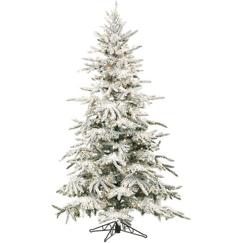 Fraser Hill Farm Pre Lit 9 Flocked Mountain Pine Artificial Christmas Tree Multi Color Led Lighting Walmart Com Walmart Com