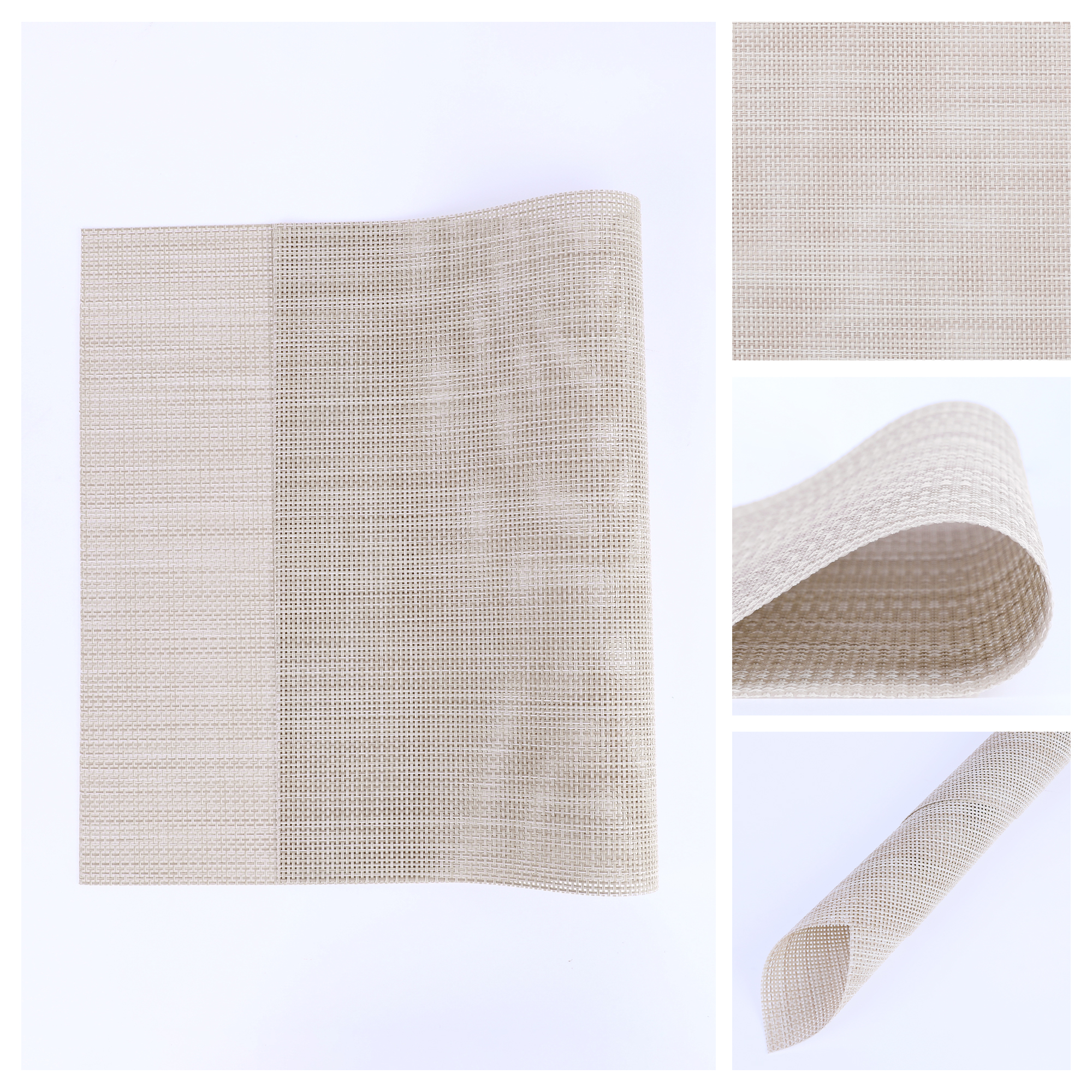 Unique Bargains 8 Pack Washable Placemats for Table Decor Wipeable Place Mat Beige 18x12in