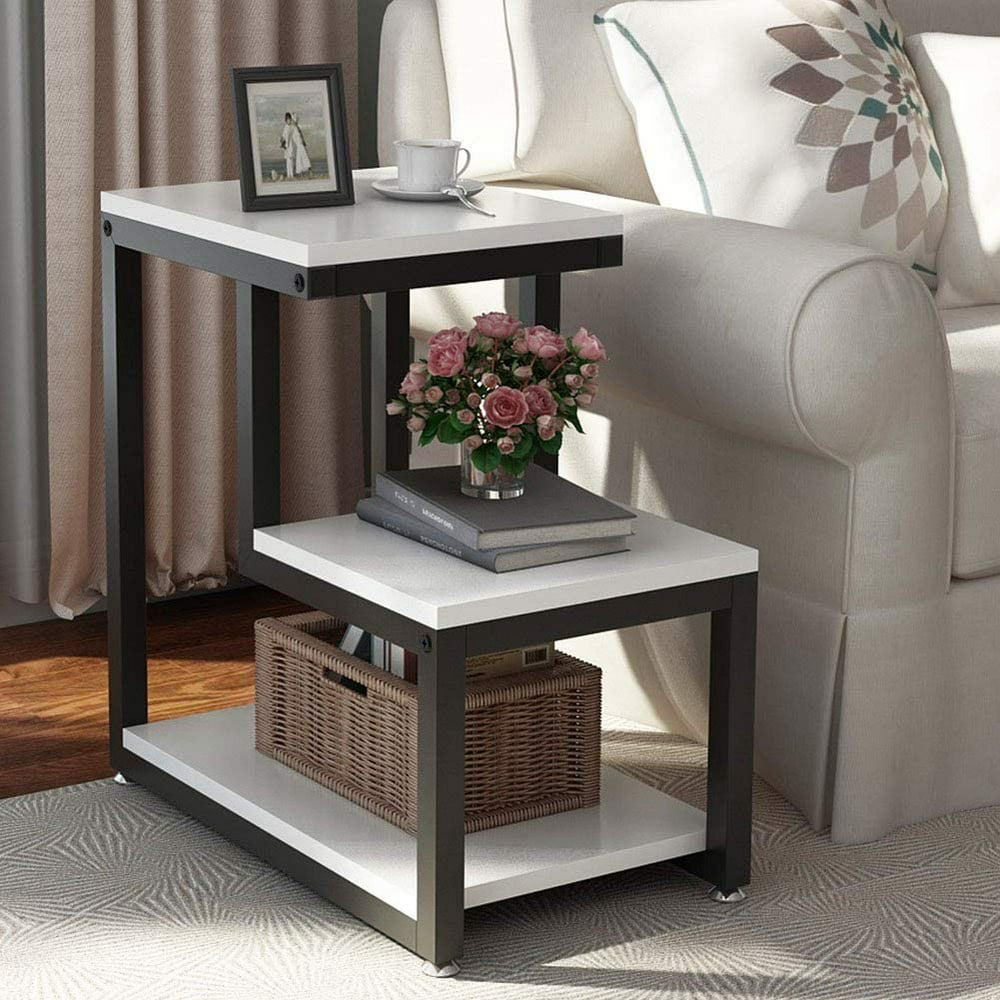 Rustic End Table, 3-Tier Bed Side Table Night Stand with Storage Shelf
