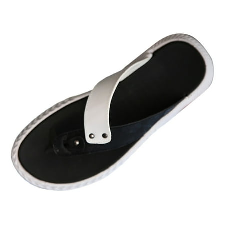 Cathalem Men Comfort Flip Flops Mens Flip Flops Arch Support Comfortable Waterproof Open Toe Summer Beach Leather Thong Sandals Cushion Slip on Slippers(Black 41)