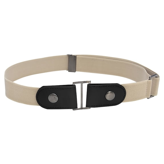 IQOGKRN 2 Pack Buckle-Free Invisible Elastic Stretch Belt Unisex No Bulky Buckle Waist Strap With Extra Slide Buckle Replacement Khaki One Size