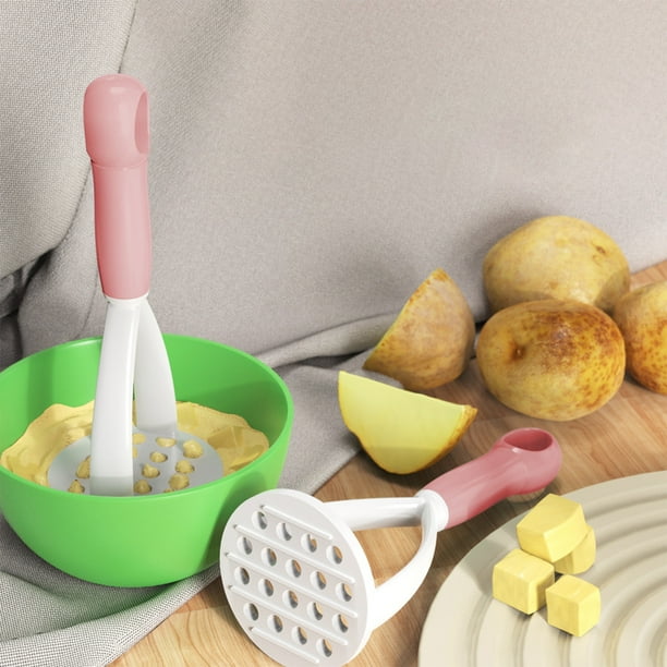 Machacador de Papas Ergonómico con Agarre Cómodo, Base con Diseño de Hojas para Triturar Papas, Ñames y Verduras Sin Esfuerzo, Fácil de Limpiar, Plástico Apto para Alimentos.