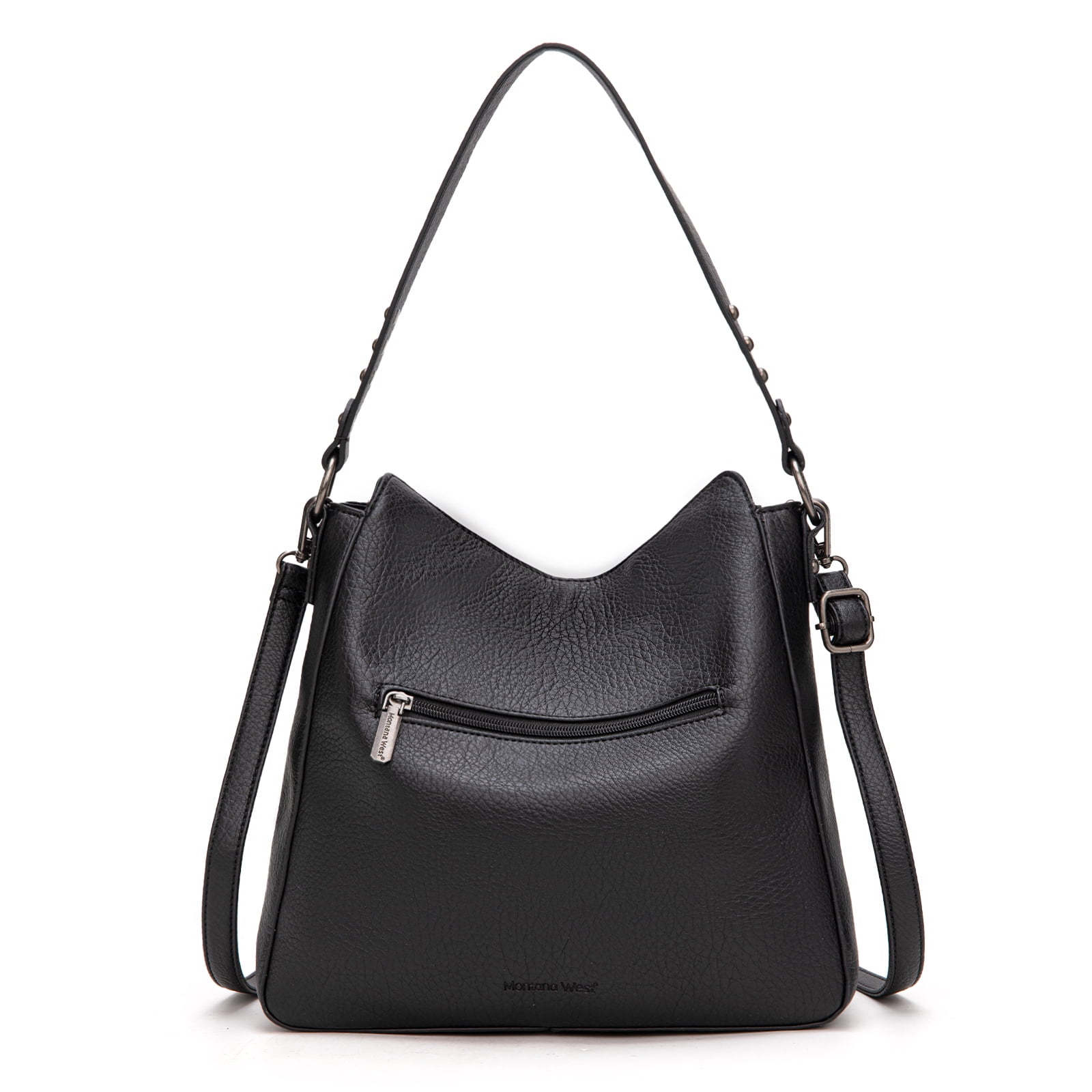 Montana West Purse and Wallet 2Pcs Set Hobo Crossbody Bag for Women Shoulder Handbags with Adjustable Strap, Black