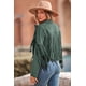 thumbnail image 2 of Abrigo PRETTYGARDEN para Mujer de Ante Sintético con Flecos, Corto, Verde, Talla L, 2 of 9