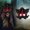 F, variant on BotaniNest Halloween Decorations Halloween Dance Performance Two Half Face Bleeding Tiger Yasha Tengu Human Wolf