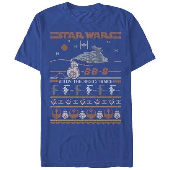 Men's Star Wars The Force Awakens Ugly Christmas BB-8  Graphic Tee Royal Blue Large