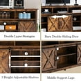 thumbnail image 4 of 4 Layer Farmhouse Coffee Bar Cabinet With Power Outlet & LED Light, 57" Barn Door Buffet Cabinet Kitchen Storage With Adjustable Shelves(Brown), 4 of 9